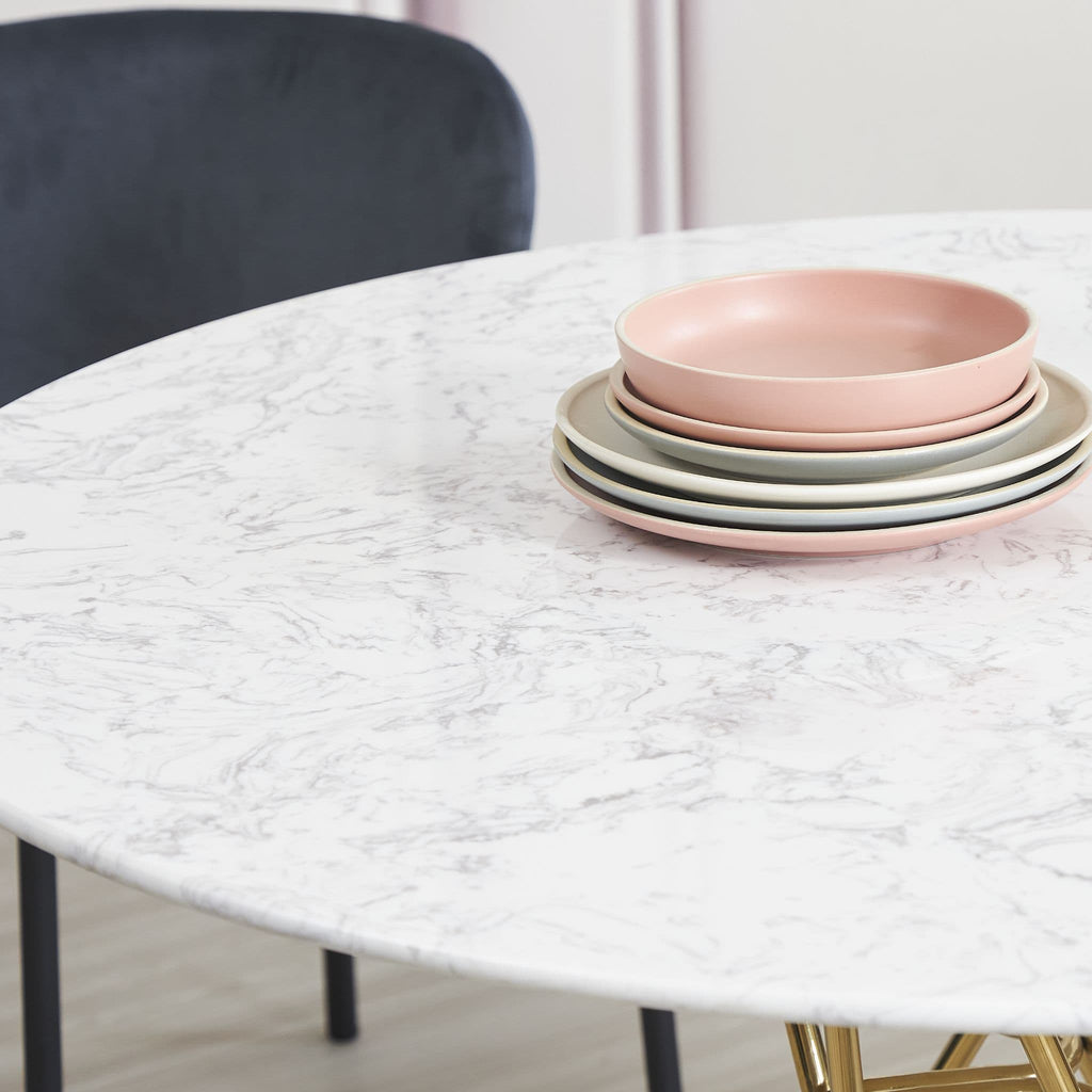 Round Marble Dining Table with Gold Leg- 120cm - Dendo Design
