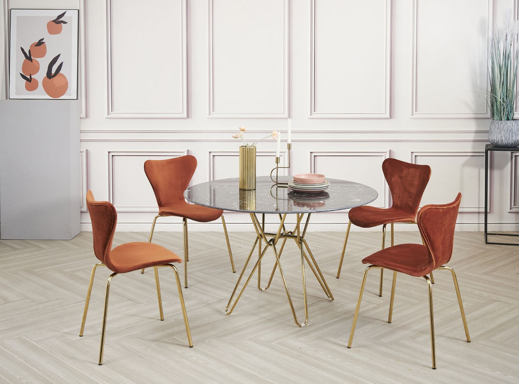 Round Marble Dining Table with Gold Leg- 120cm - Dendo Design