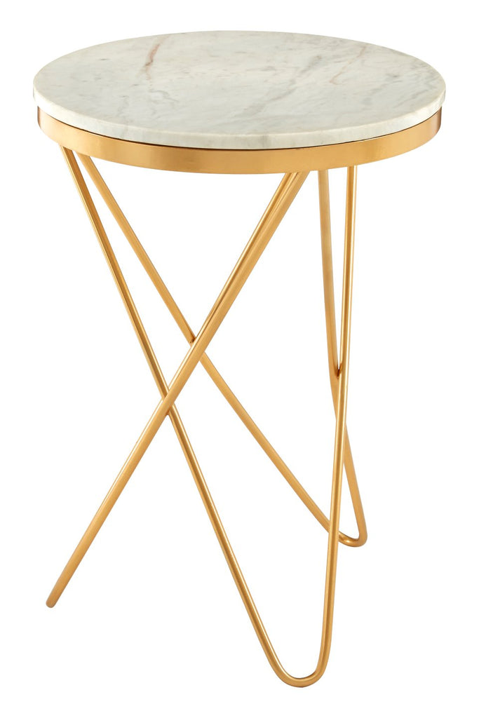 Templario Iron Marble Side Table With Hairpin Legs - Dendo Design