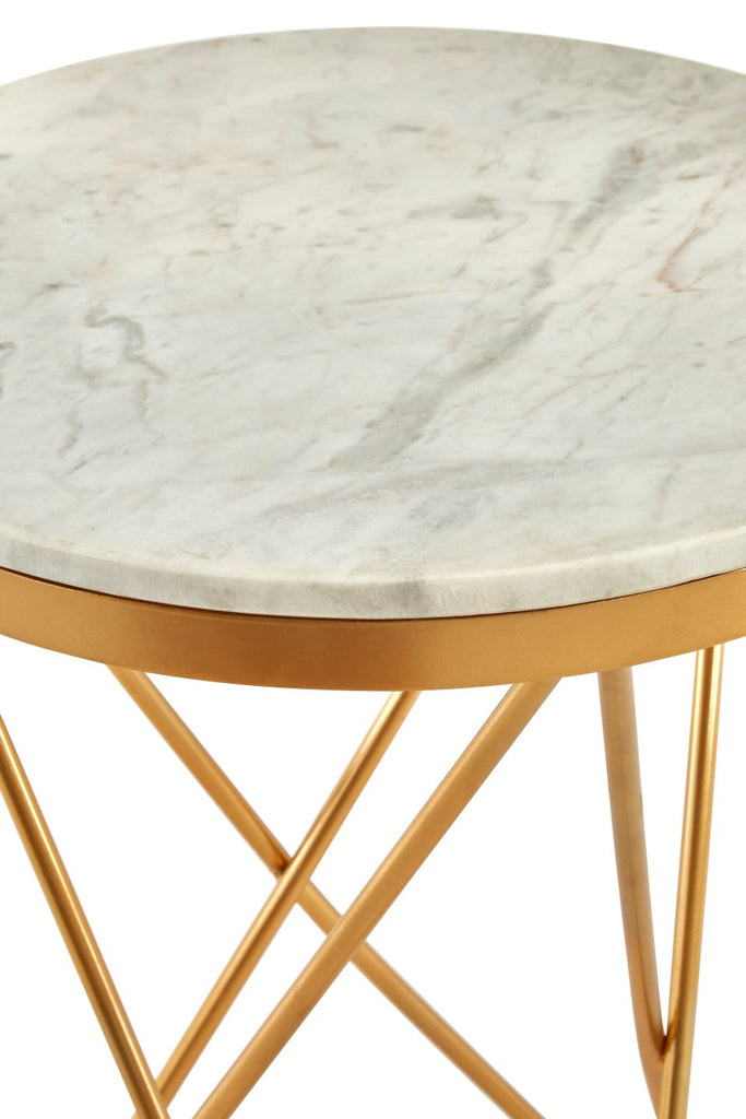 Templario Iron Marble Side Table With Hairpin Legs - Dendo Design