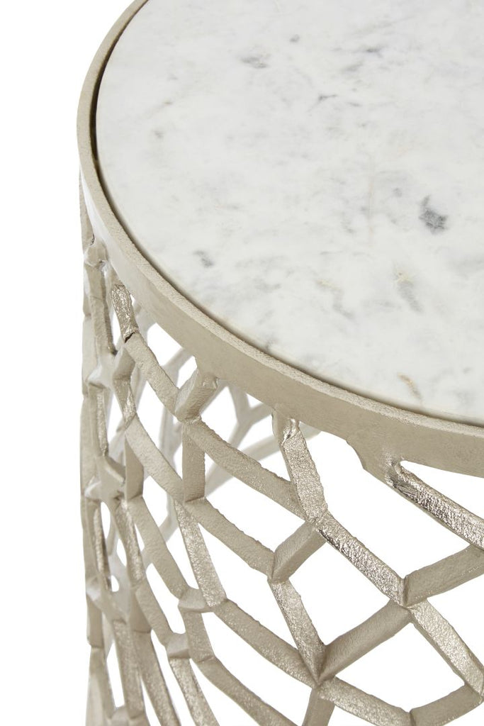 Templario Nickel And Marble Side Tables - Dendo Design