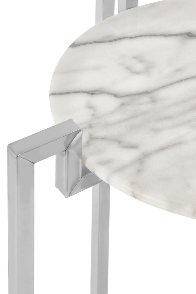 White Marble Side Table With Chrome Base - Dendo Design