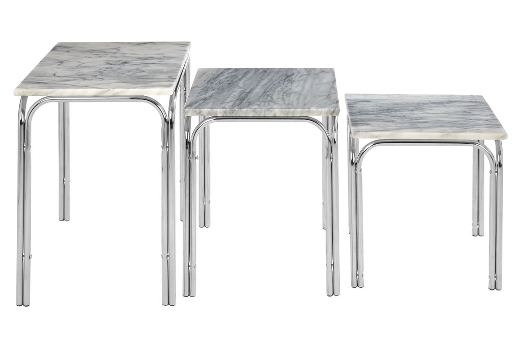 Nest Of 3 Marble Tables With Chrome Base - Dendo Design