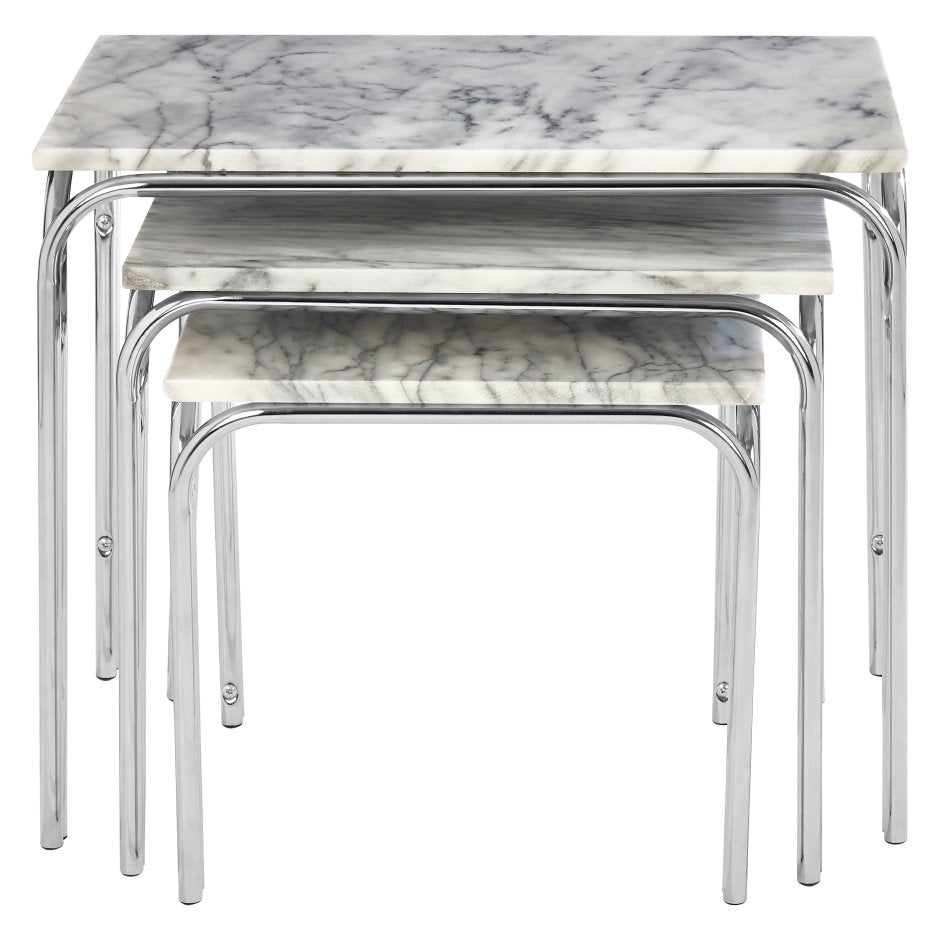 Nest Of 3 Marble Tables With Chrome Base - Dendo Design