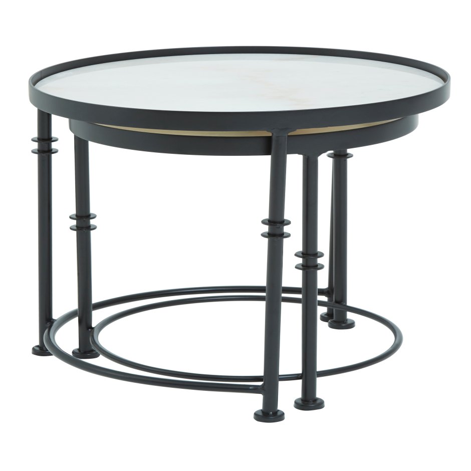 Arcanora Set Of 2 Round Marble Side Tables - Dendo Design