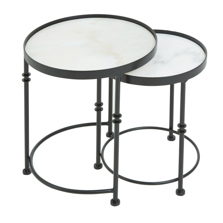 Arcanora Set Of 2 Round Marble Side Tables - Dendo Design