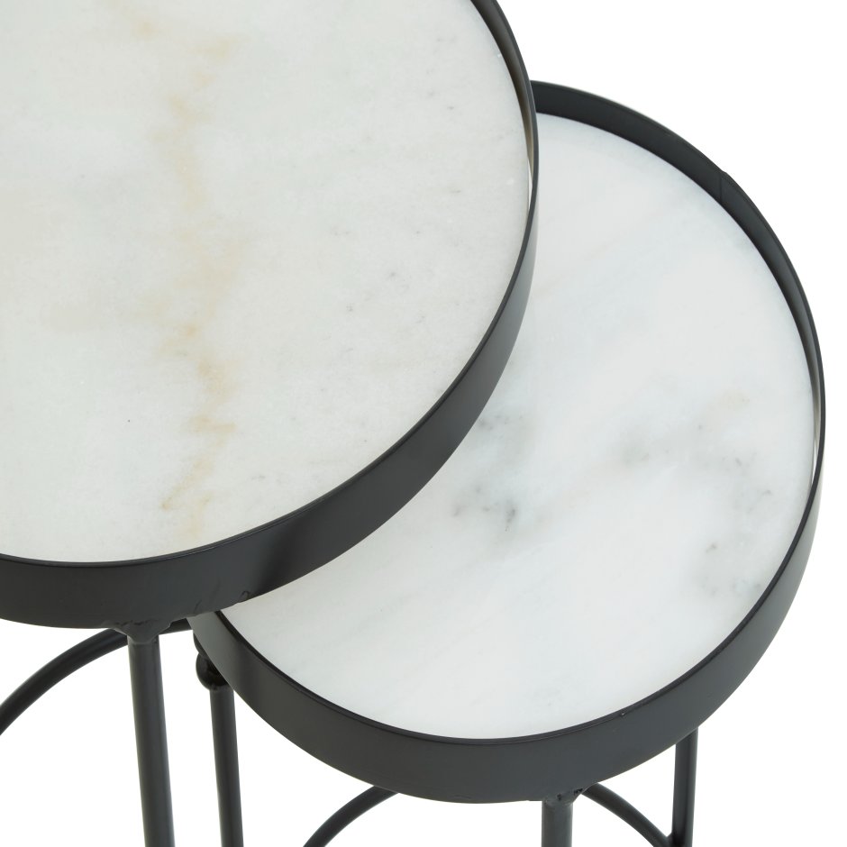 Arcanora Set Of 2 Round Marble Side Tables - Dendo Design