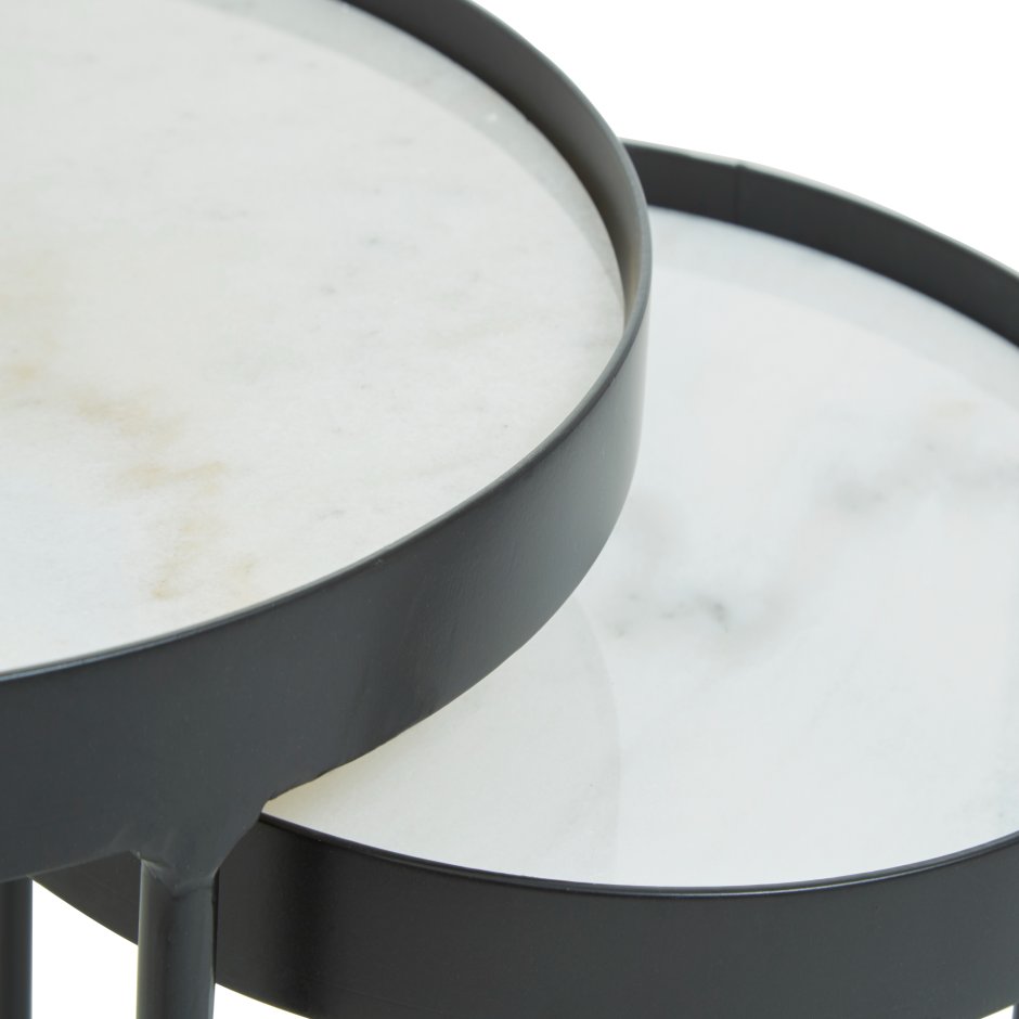 Arcanora Set Of 2 Round Marble Side Tables - Dendo Design