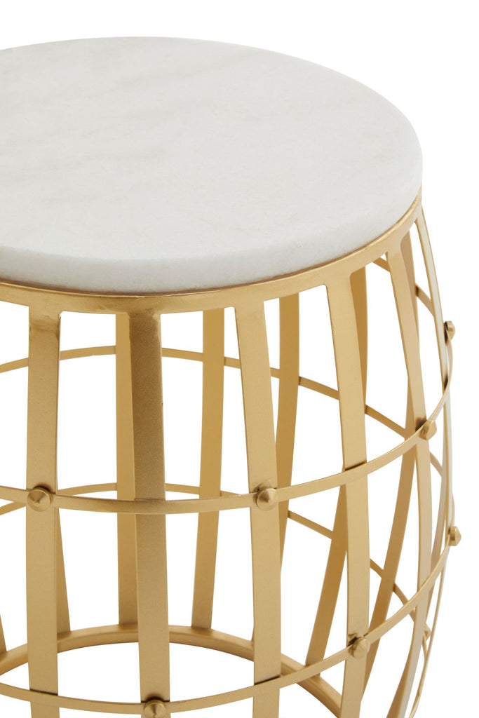 Jolian Set Of 2 Round Nesting Tables With White Marble And Gold Frame - Dendo Design