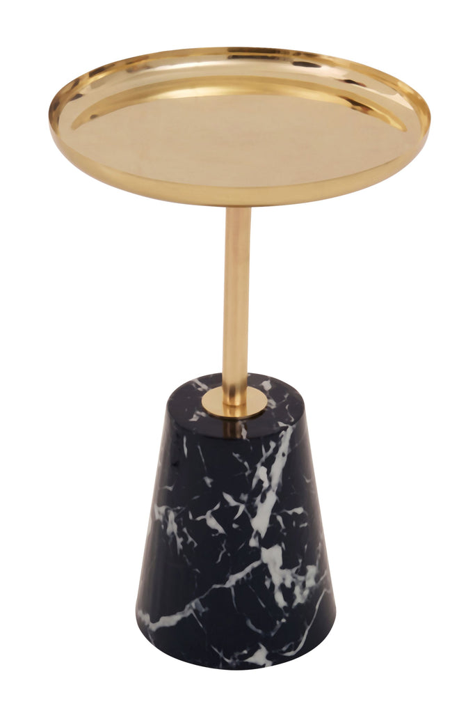 Avolia Gold Side Table With Marble Effect Base - Dendo Design