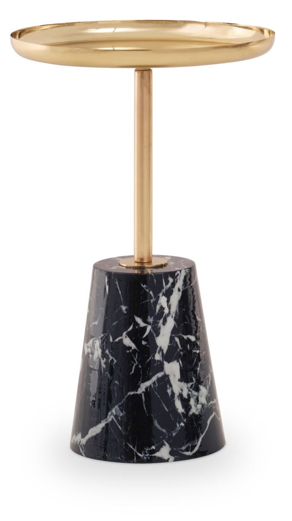 Avolia Gold Side Table With Marble Effect Base - Dendo Design