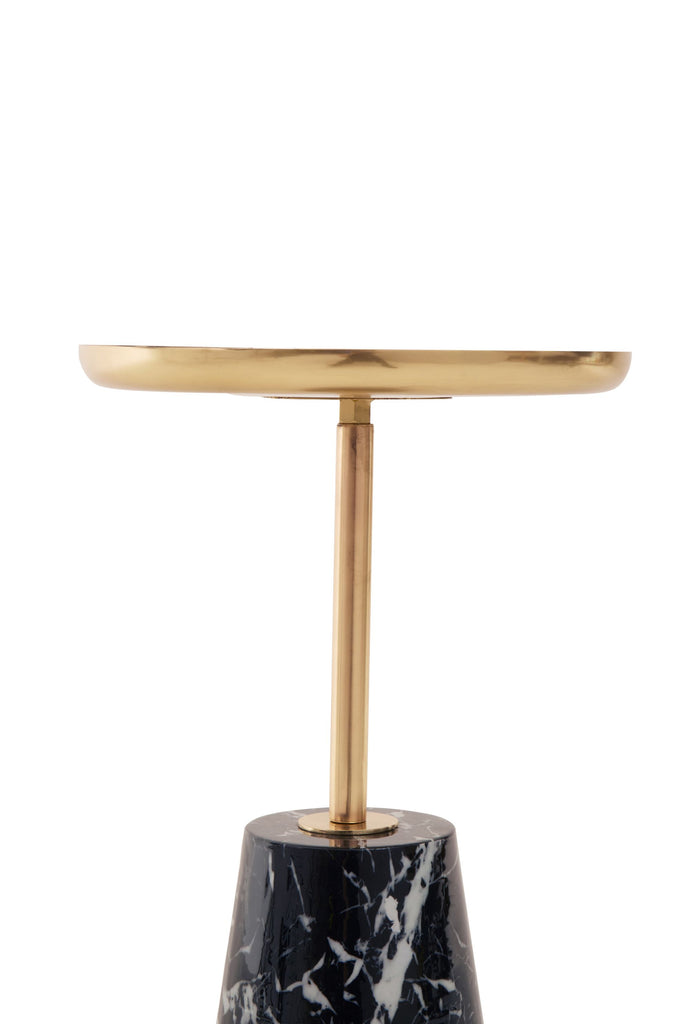 Avolia Gold Side Table With Marble Effect Base - Dendo Design