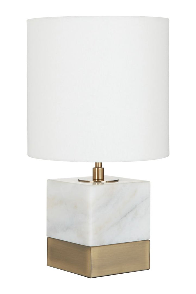 White Marble Accent Lamp with Cream Shade - Dendo Design