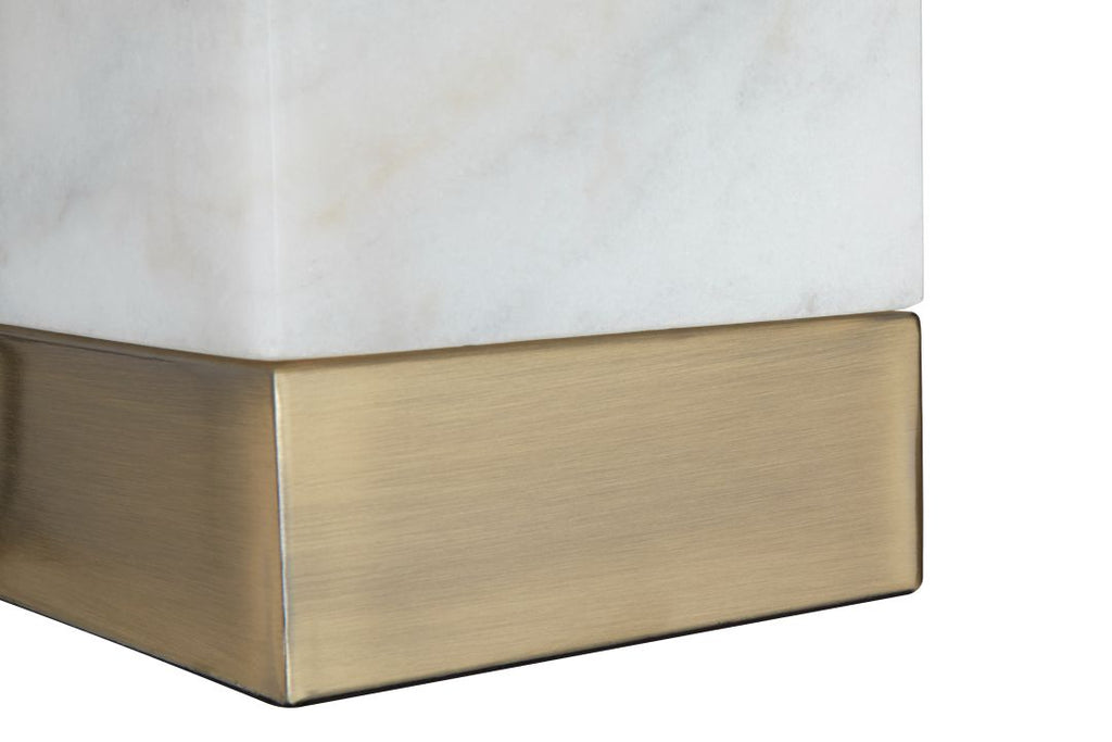 White Marble Accent Lamp with Cream Shade - Dendo Design