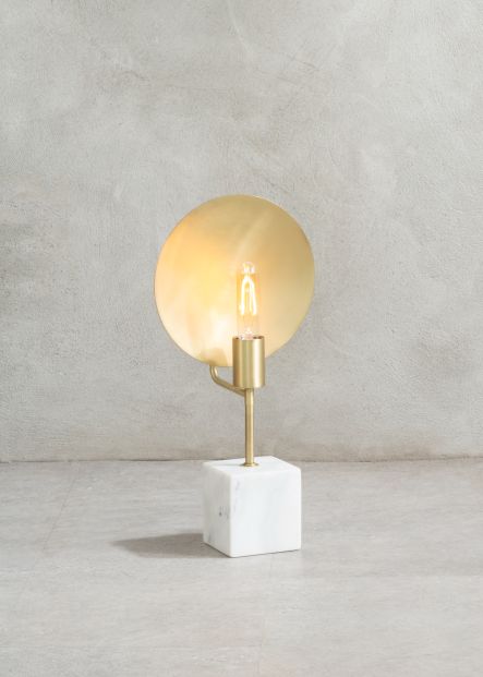 Saraflow Metal Task Lamp With White Marble Block Base - Dendo Design