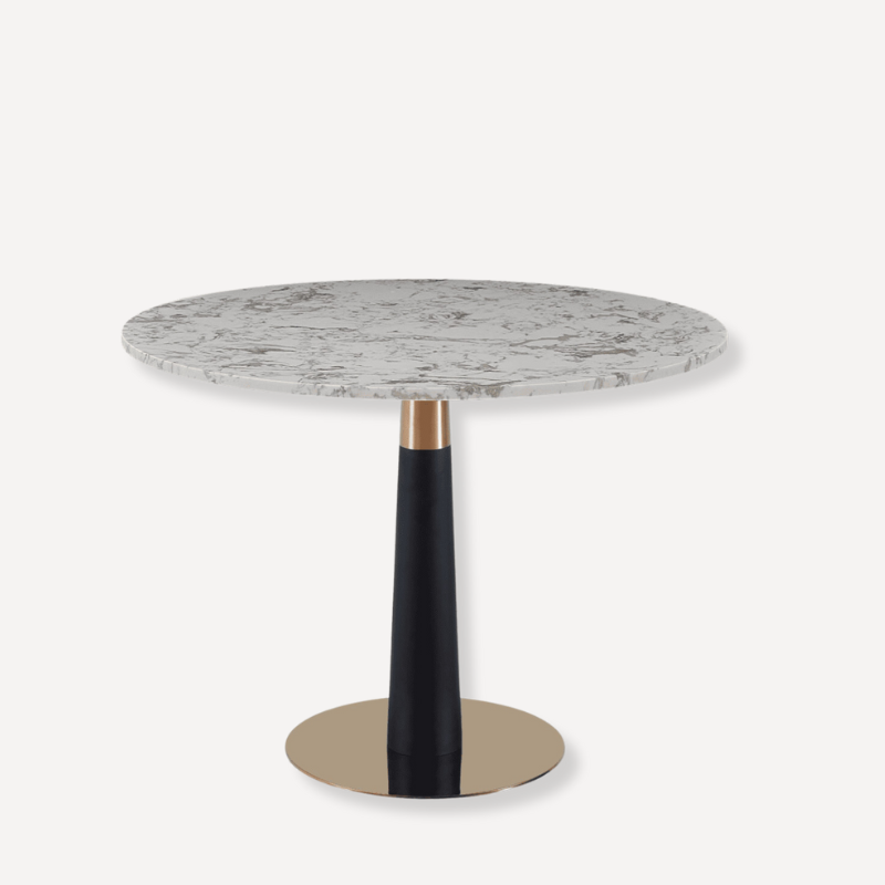 White Luxury Round Dining Table with Gold & Black leg - Dendo Design