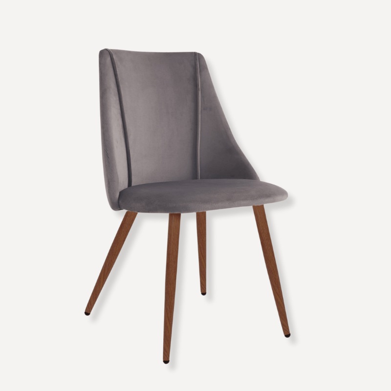 x2 Lule Velvet Upholstered Vevlet Dining Chair with Walnut Legs - Dendo Design