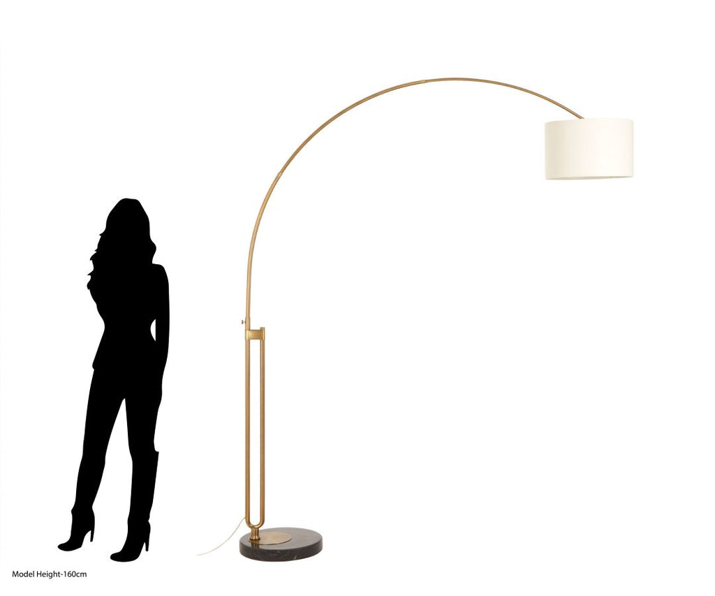 Hugo Brass Finish Arc Floor Lamp - Dendo Design