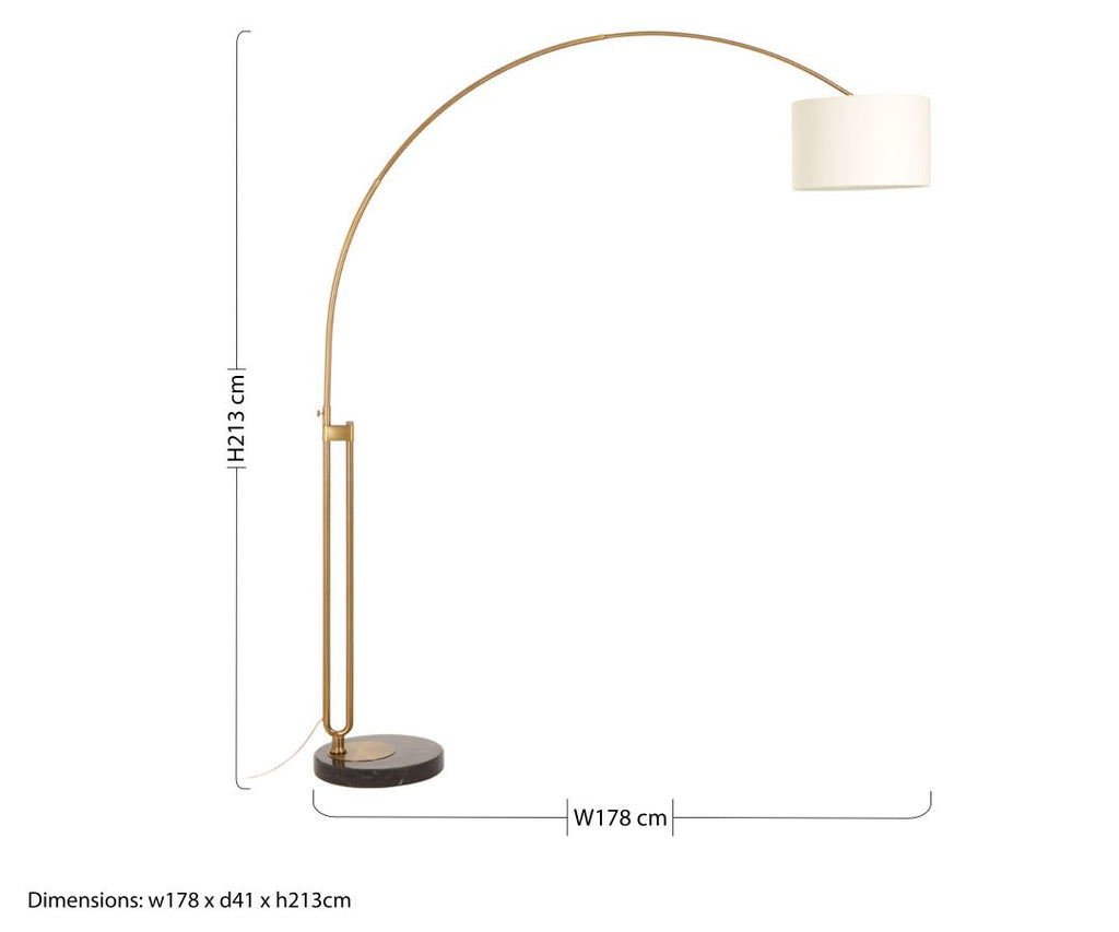 Hugo Brass Finish Arc Floor Lamp - Dendo Design