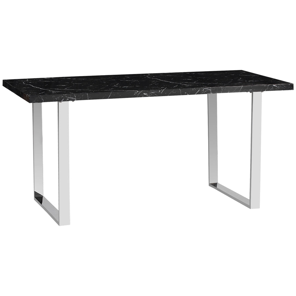 Rectangular Dining Table, Kitchen Table for 6-8 People with Marble Effect Tabletop - Dendo Design