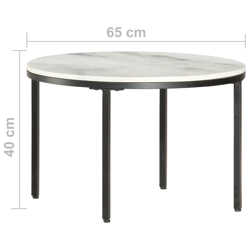 Coffee Table White Marble with Black Legs - Dendo Design