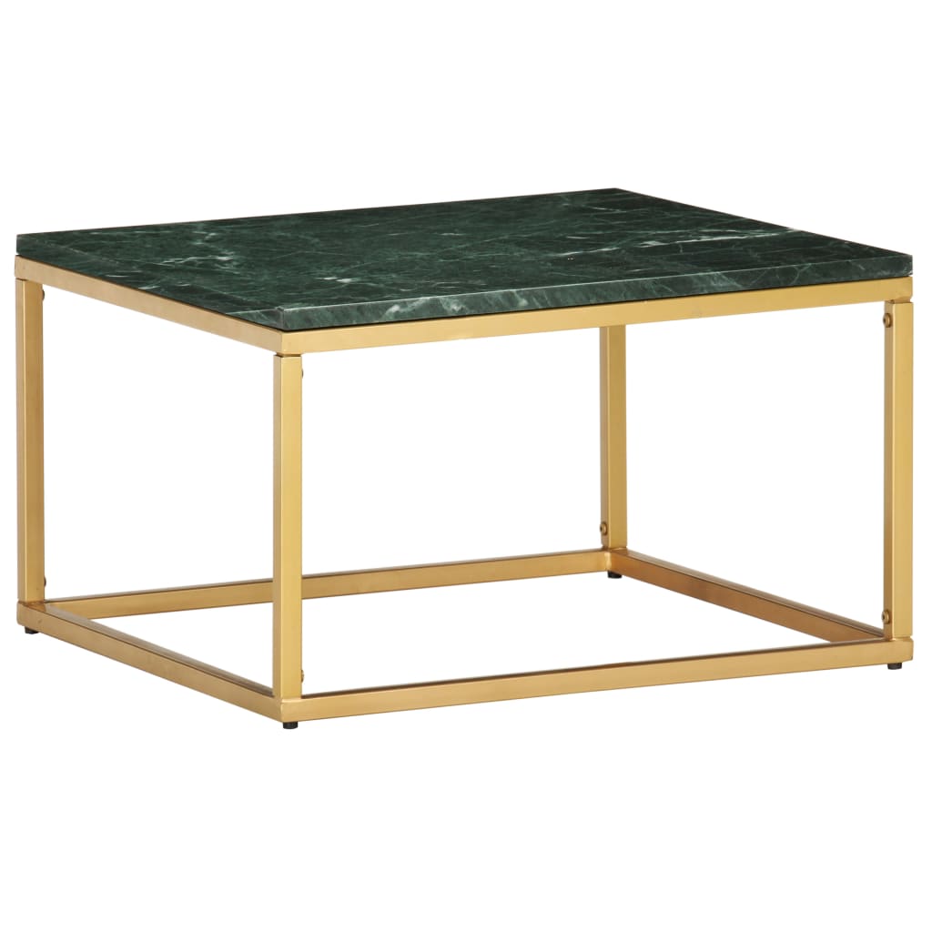 Coffee Table Green, White, Brown- Real Stone with Marble Texture-60x60x35cm - Dendo Design