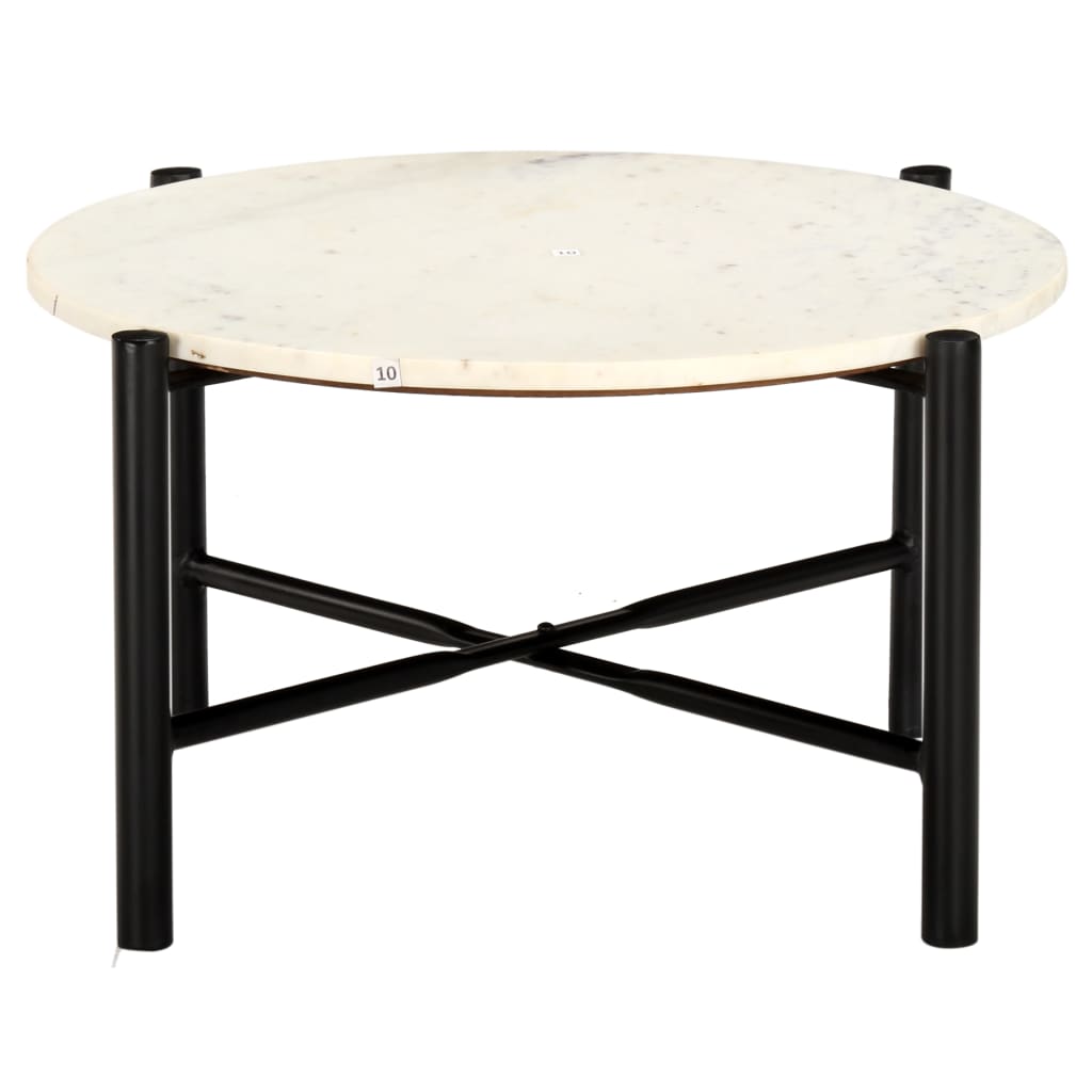 Coffee Table Green, White- Real Stone with Marble Texture- 60x60x35cm - Dendo Design