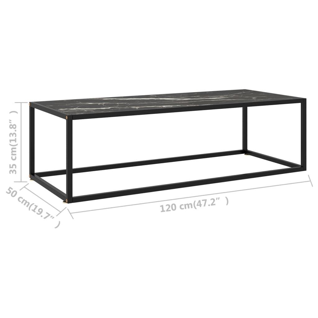 Coffee Table with Marble Glass 100x50x35cm & 120x50x35 cm - Dendo Design