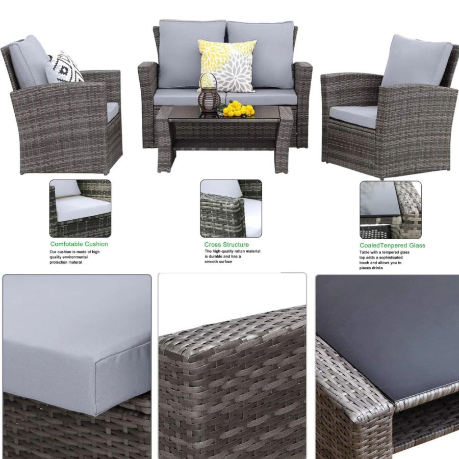 Rattan 4 Seater Outdoor Dining Set - Dendo Design