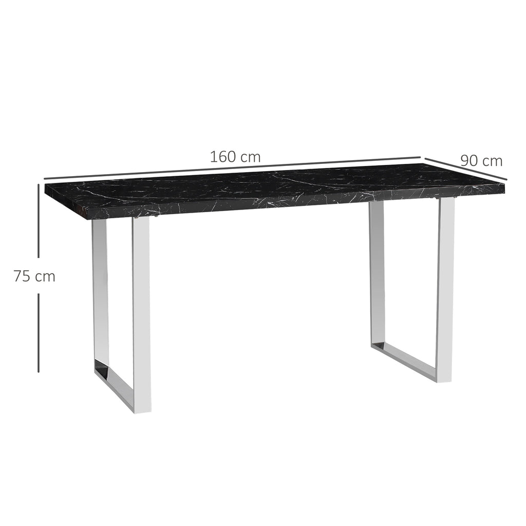 Rectangular Dining Table, Kitchen Table for 6-8 People with Marble Effect Tabletop - Dendo Design