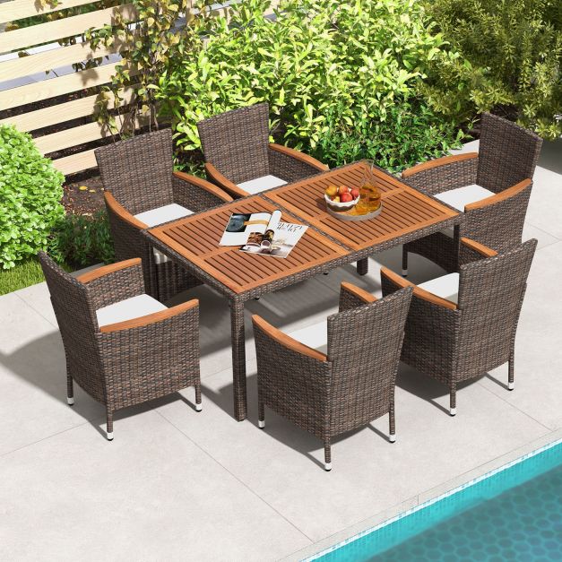 7 Pieces Garden Rattan Furniture Set - Dendo Design