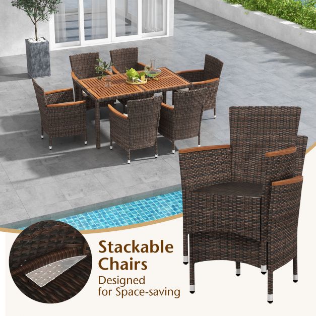 7 Pieces Garden Rattan Furniture Set - Dendo Design