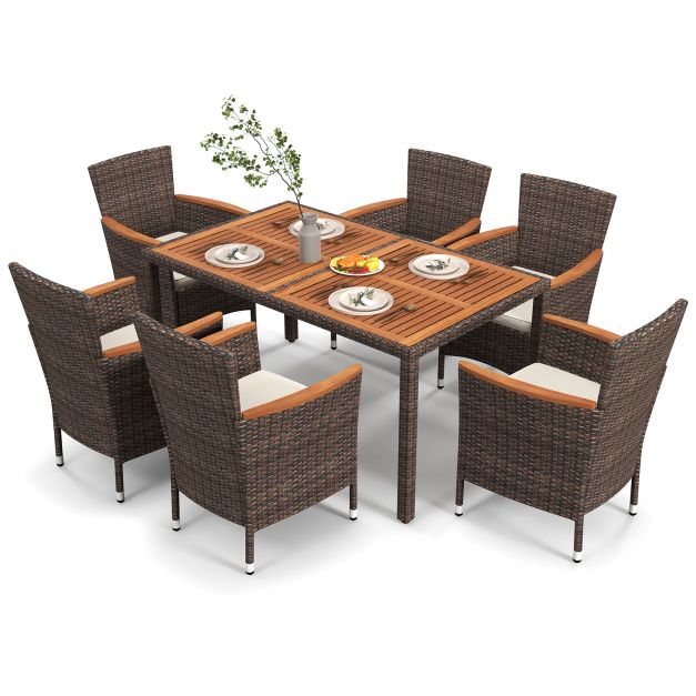 7 Pieces Garden Rattan Furniture Set - Dendo Design