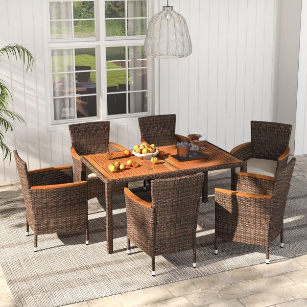 7 Pieces Garden Rattan Furniture Set - Dendo Design