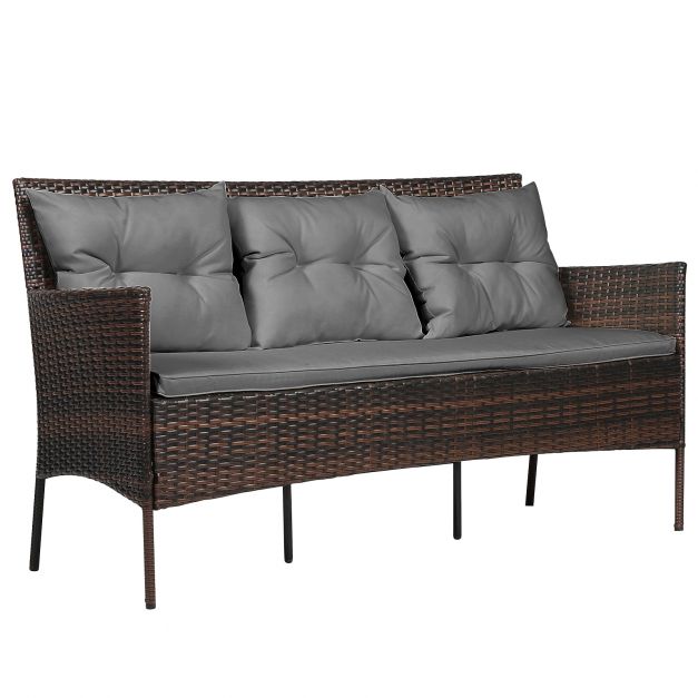 4 Seater Rattan Garden Furniture Set with Cushioned Sofa - Dendo Design