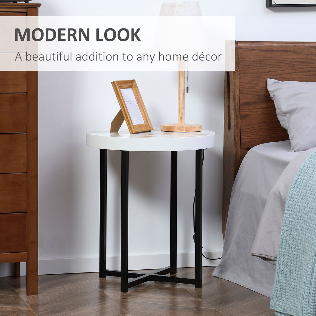 Round Side Table with Metal Legs, Modern End Table Bedside Table - Dendo Design