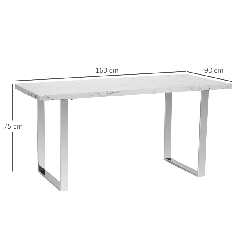 Rectangular Dining Table, Kitchen Table for 6-8 People with Marble Effect Tabletop - Dendo Design