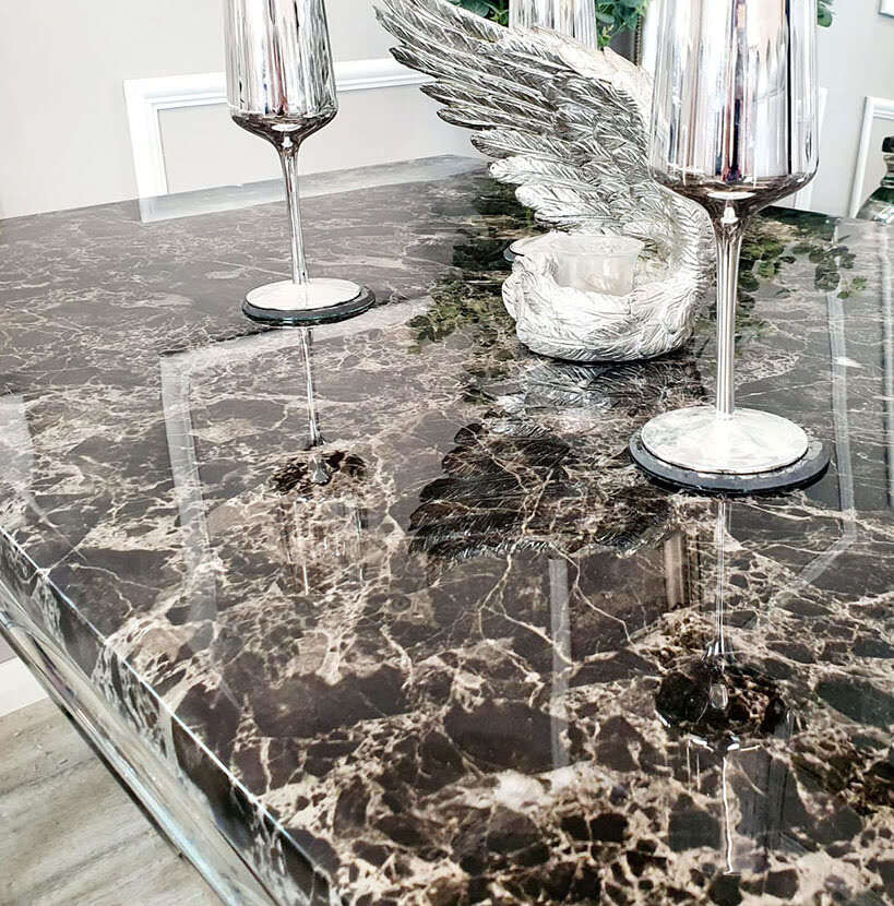 Louis Gold Marble Dining Table - Dendo Design