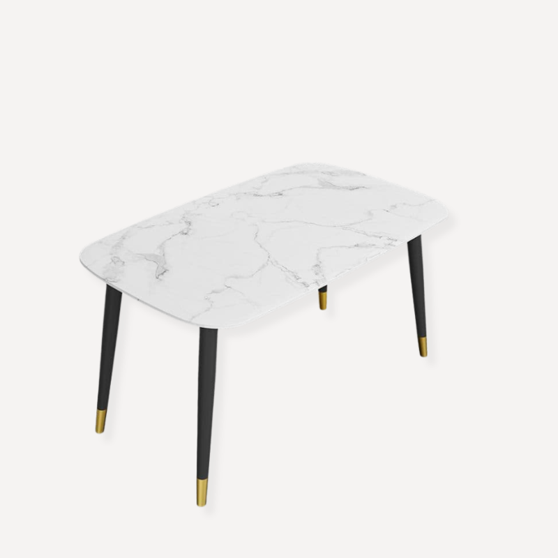 Alexander Marble Dining table 130x80- White & Black - Dendo Design