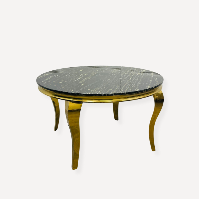 Louis Round Gold Marble Dining Table - Dendo Design
