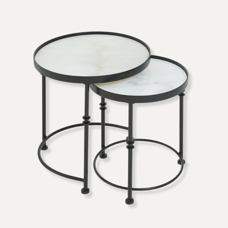 Arcanora Set Of 2 Round Marble Side Tables - Dendo Design