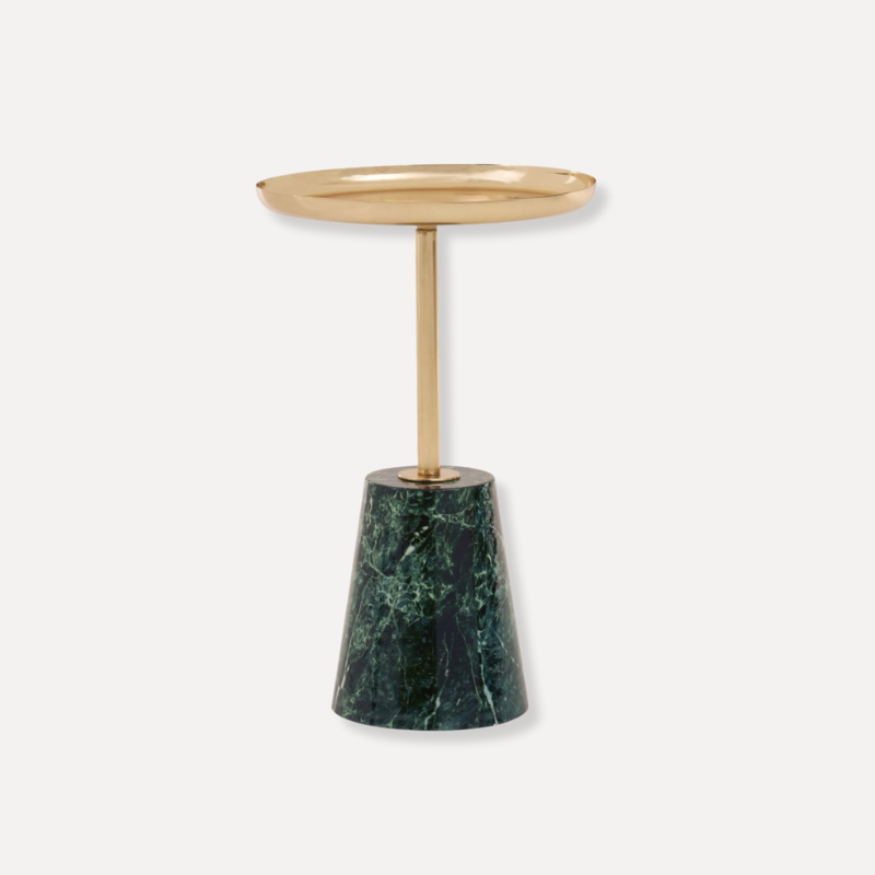 Avolia Gold Side Table With Marble Effect Base - Dendo Design