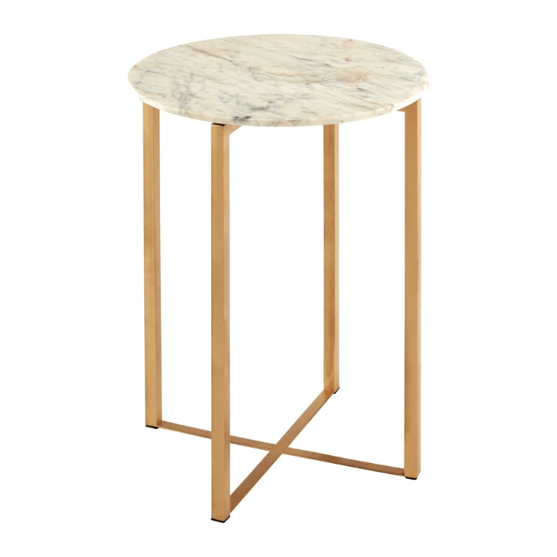 Templario White Marble Side Table With Lattice Base - Dendo Design