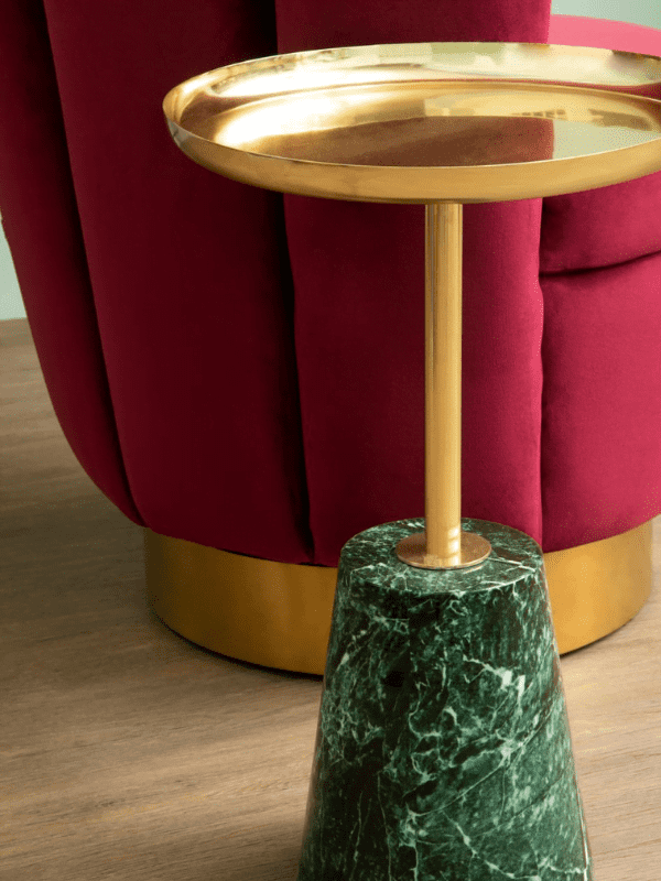 Avolia Gold Side Table With Marble Effect Base - Dendo Design