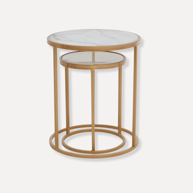 Colvalia Set Of 2 Marble Nesting Tables - Dendo Design