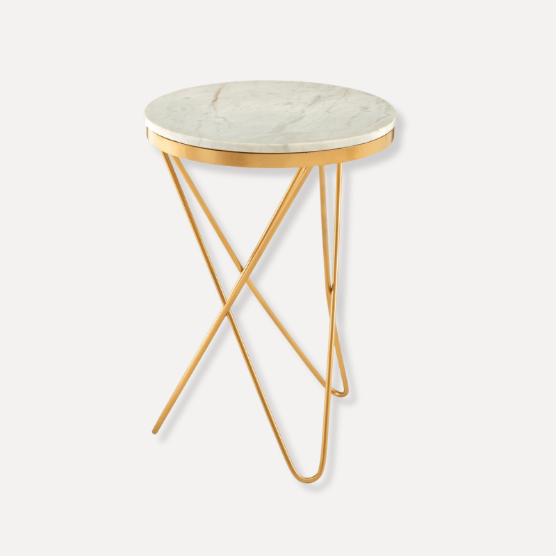 Templario Iron Marble Side Table With Hairpin Legs - Dendo Design