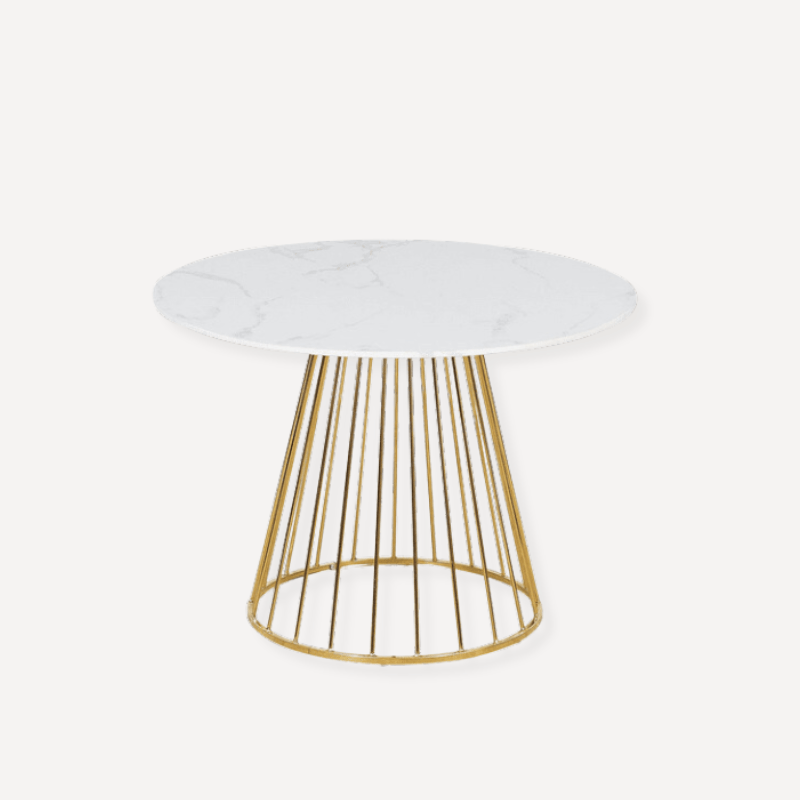 White Liverpool Style Marble Table with Golden Legs - Dendo Design