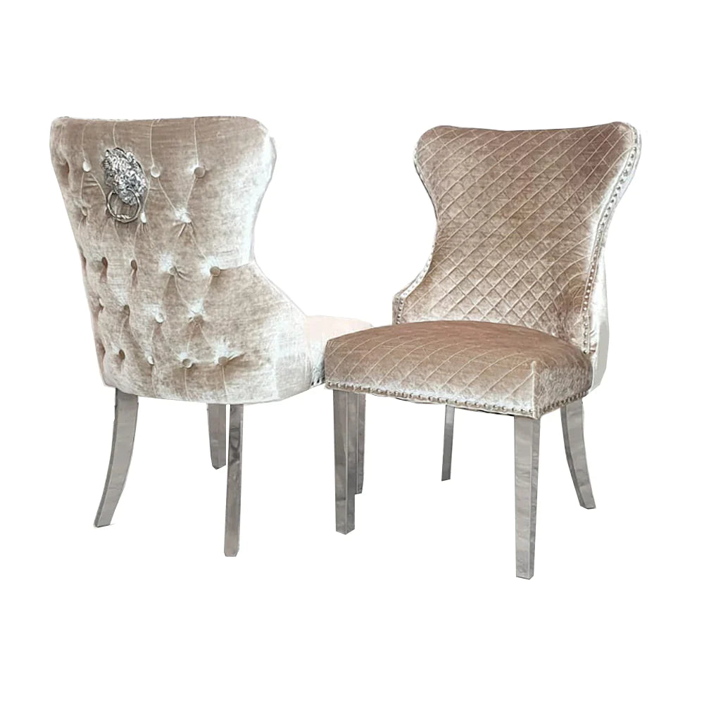 Chelsea Dining Chair with Lion Knocker & Buttoned Back - Dendo Design