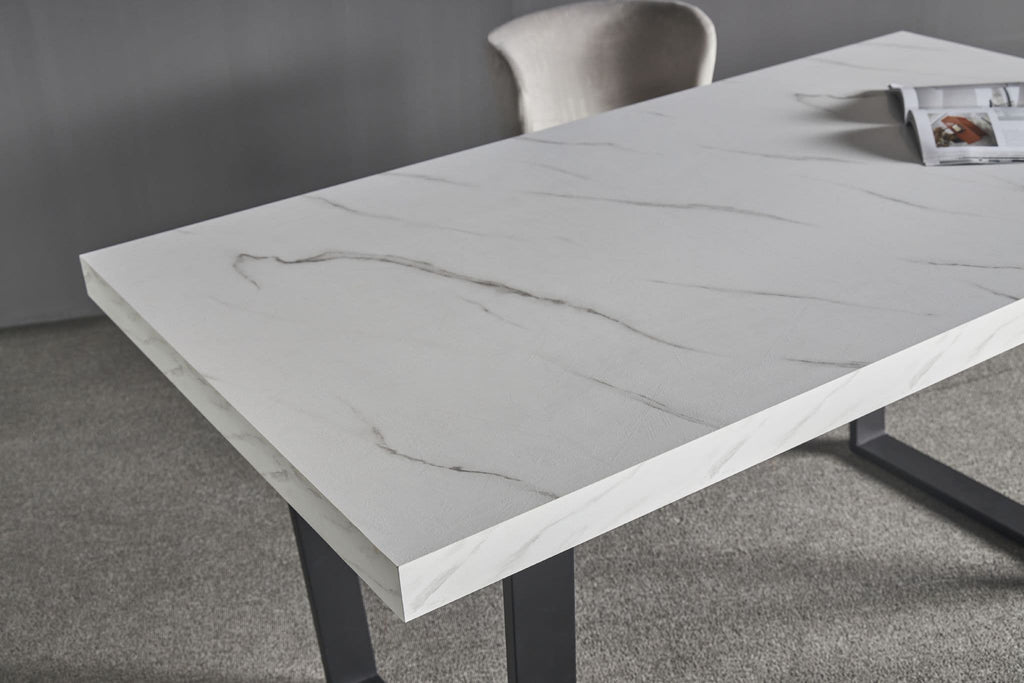 Danny MDF Dining Table with Marble Effect - Dendo Design