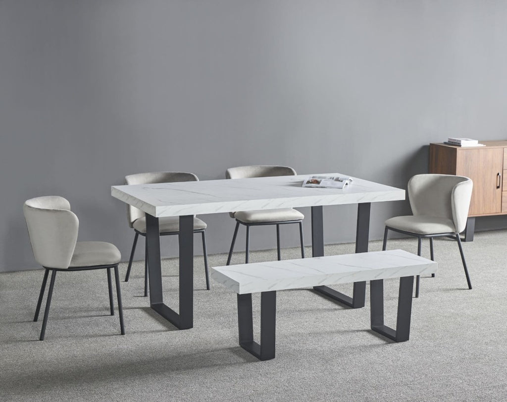 Danny MDF Dining Table with Marble Effect - Dendo Design